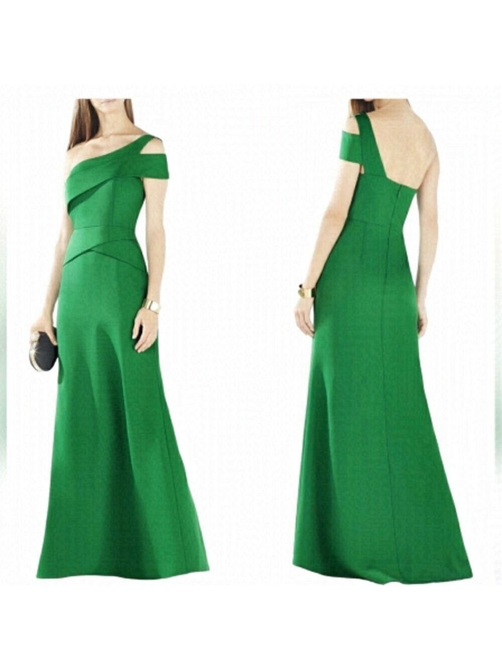 HP. BCBGMAXAZRIA Gown Annely One Shoulder Peplum Gown